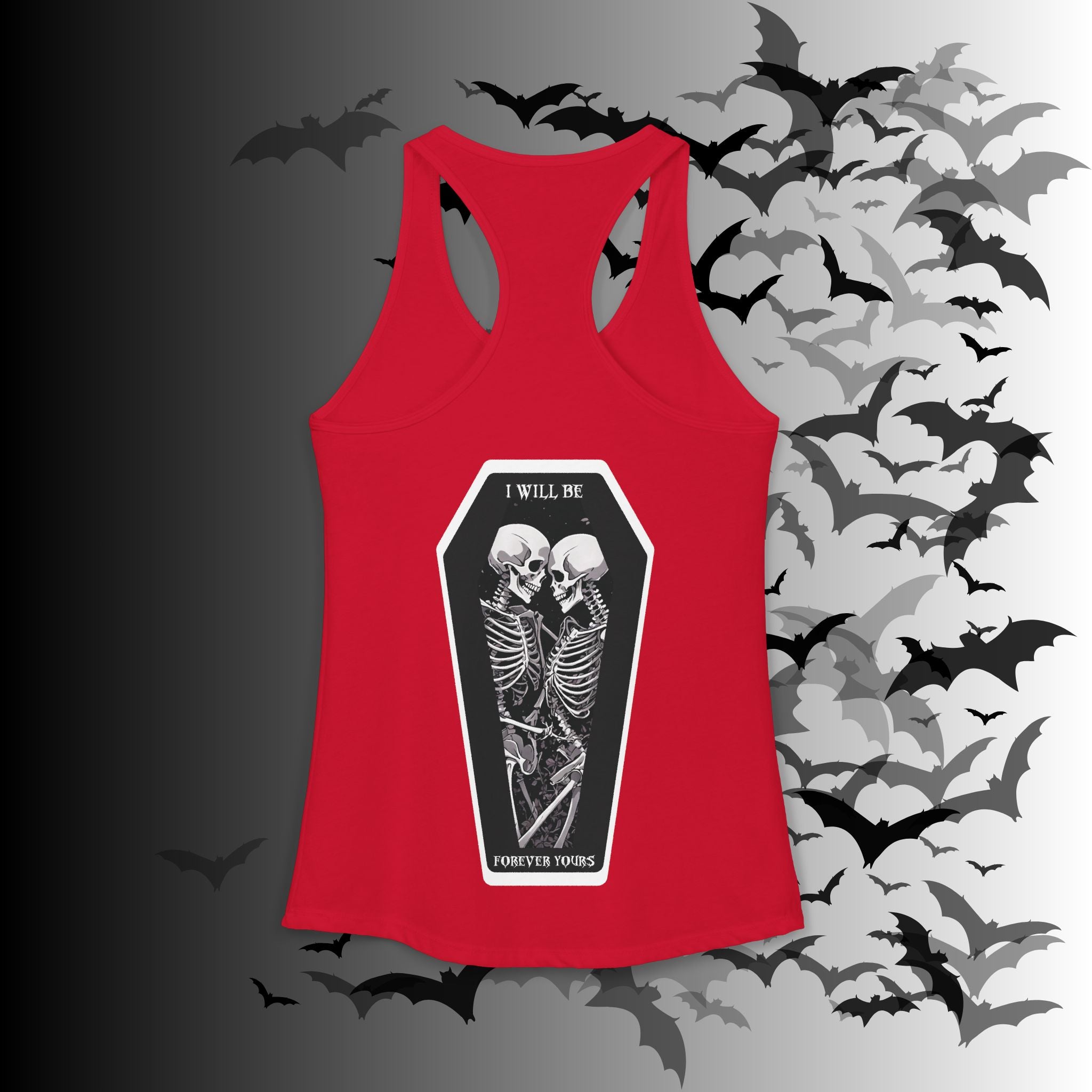 Gothic Skeleton Heart "Forever Yours" Racerback Tank Top — Dark Romance Front & Back