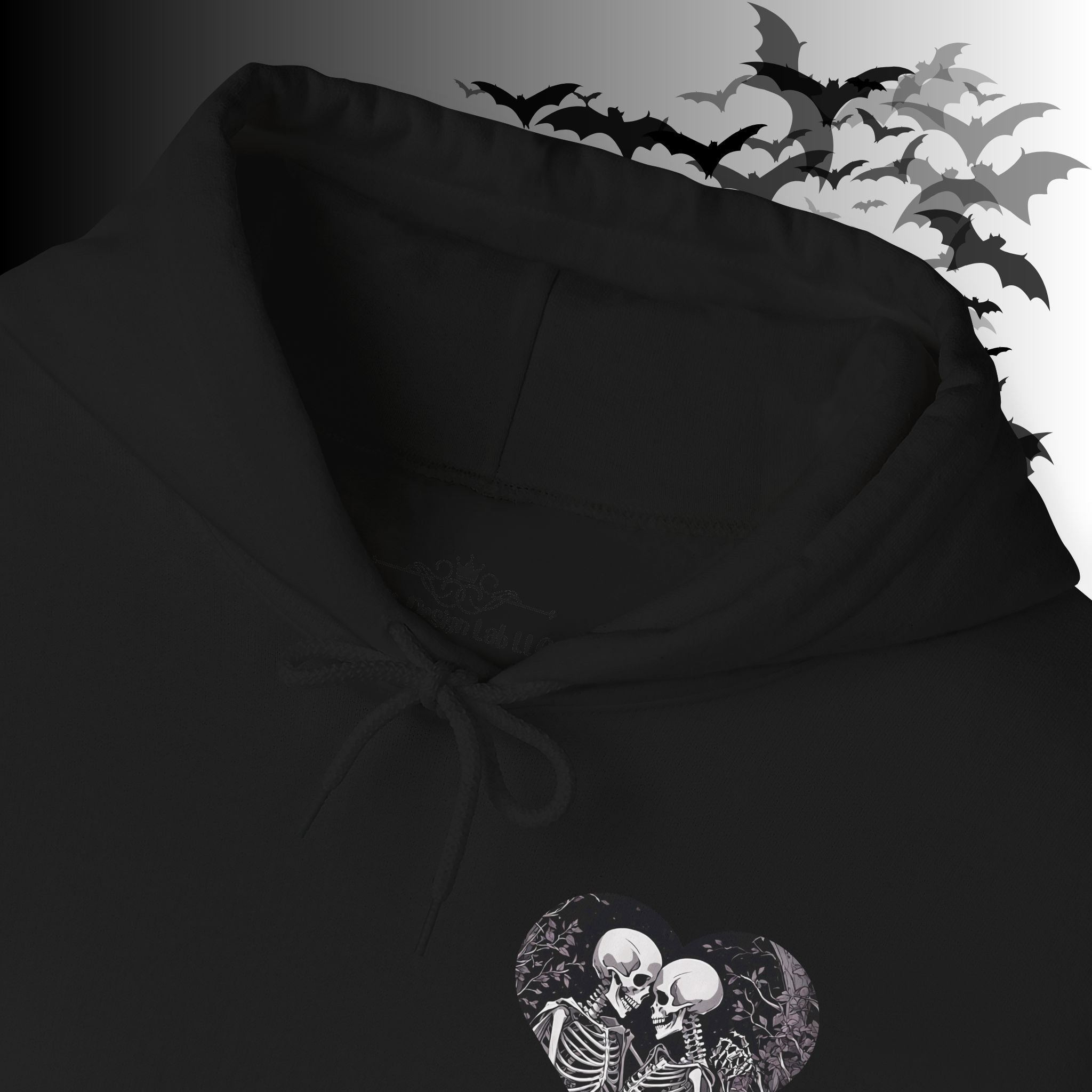 Gothic Skeleton "Forever Yours" Couples Hoodie — Dark Romance Front & Back Print