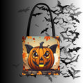Bat Wing Jack-o'-Lantern Halloween Tote Bag — Autumn Leaves Print