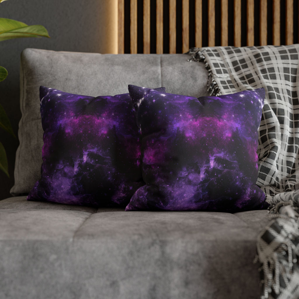Purple Galaxy Cosmic Throw Pillow — Dark Celestial Witchy Home Decor