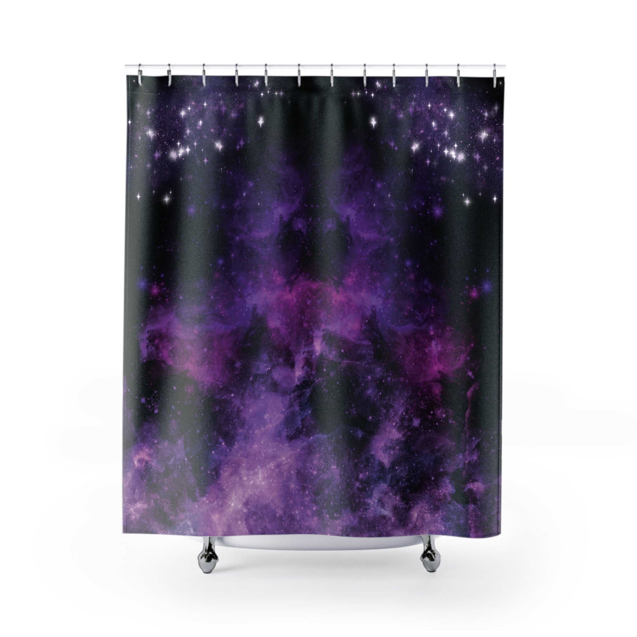 Pastel Goth Galaxy Shower Curtain — Purple Nebula Cosmic Bathroom Decor