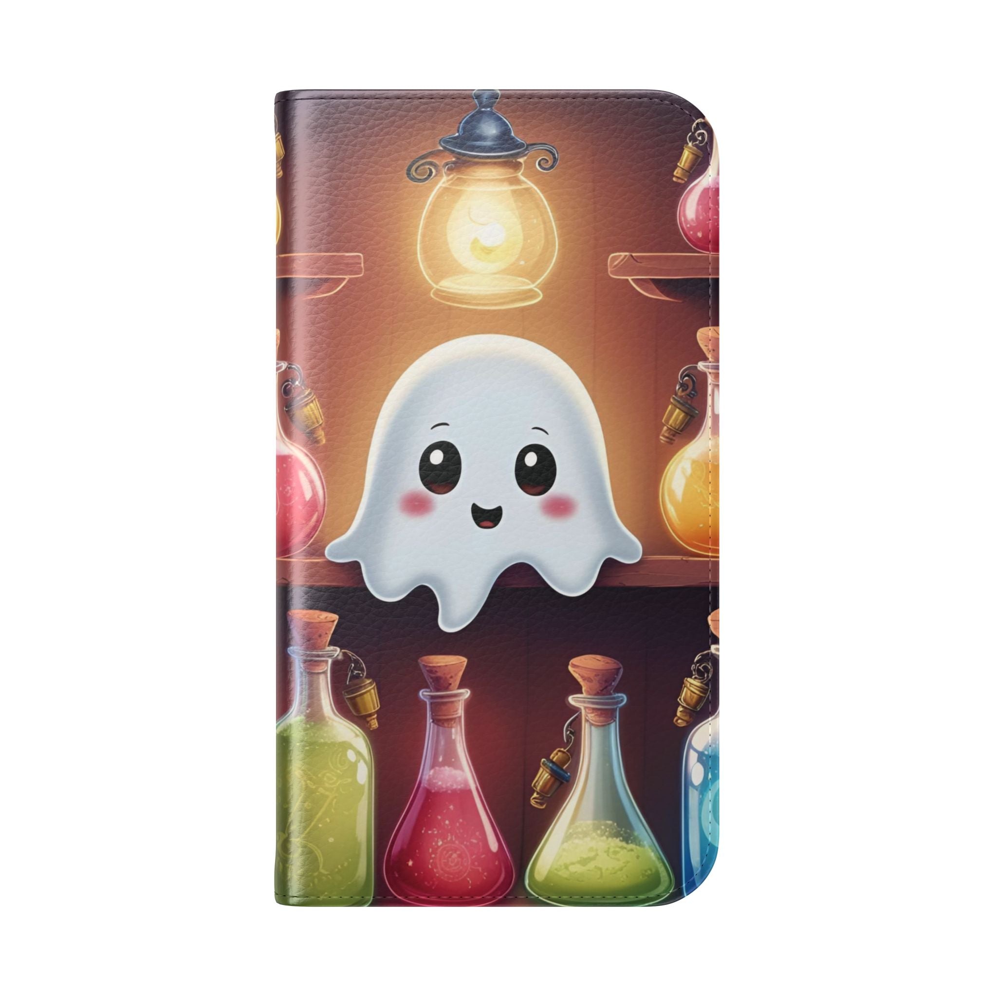 Apothecary Ghost Flip Wallet Case - Spooky Halloween Phone Case - Gothic Ghost Smartphone Case -  Ghost on a Shelf Wallet Case