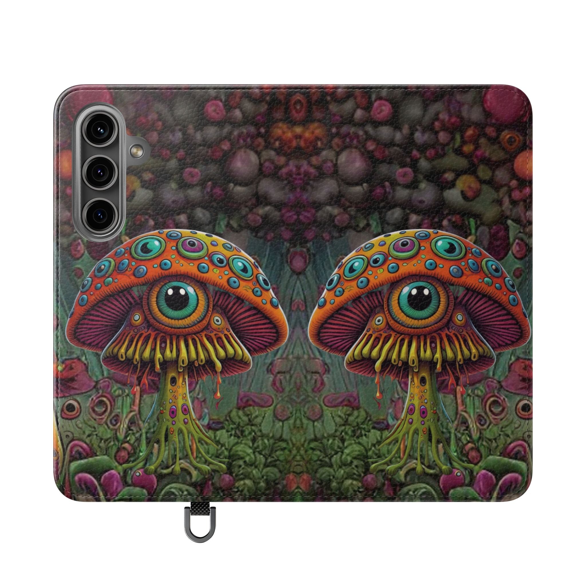 Trippy Mushroom Cottagecore Flip Wallet Phone Case - Mushroom Wallet Case for Samsung iPhone - Psychedelic Wallet Phone Cases