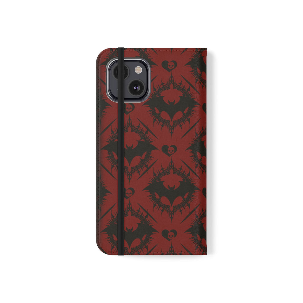 Copy of Gothic Bat Wallet Flip Case - Elegant Goth Phone Wallet - Bat Pattern Flip Case - Gothic Phone Case - Stylish Wallet Phone Case