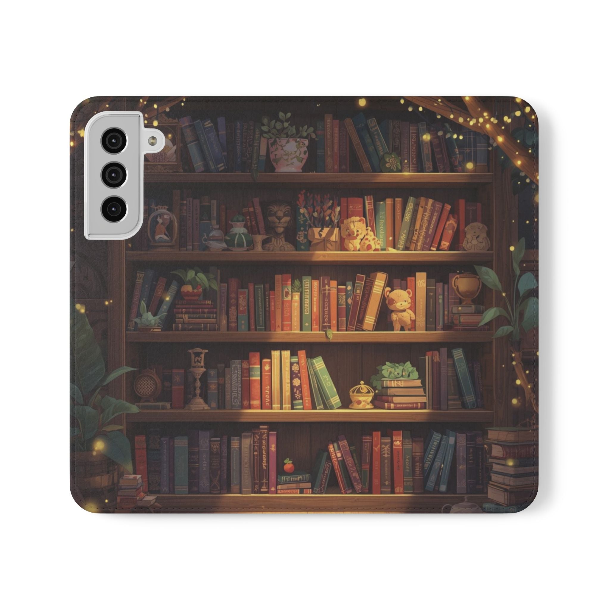Whimsigoth Bookcase Wallet Flip Case - Romantasy Reader Phone Wallet - Book Pattern Flip Case - Bookish Phone Case