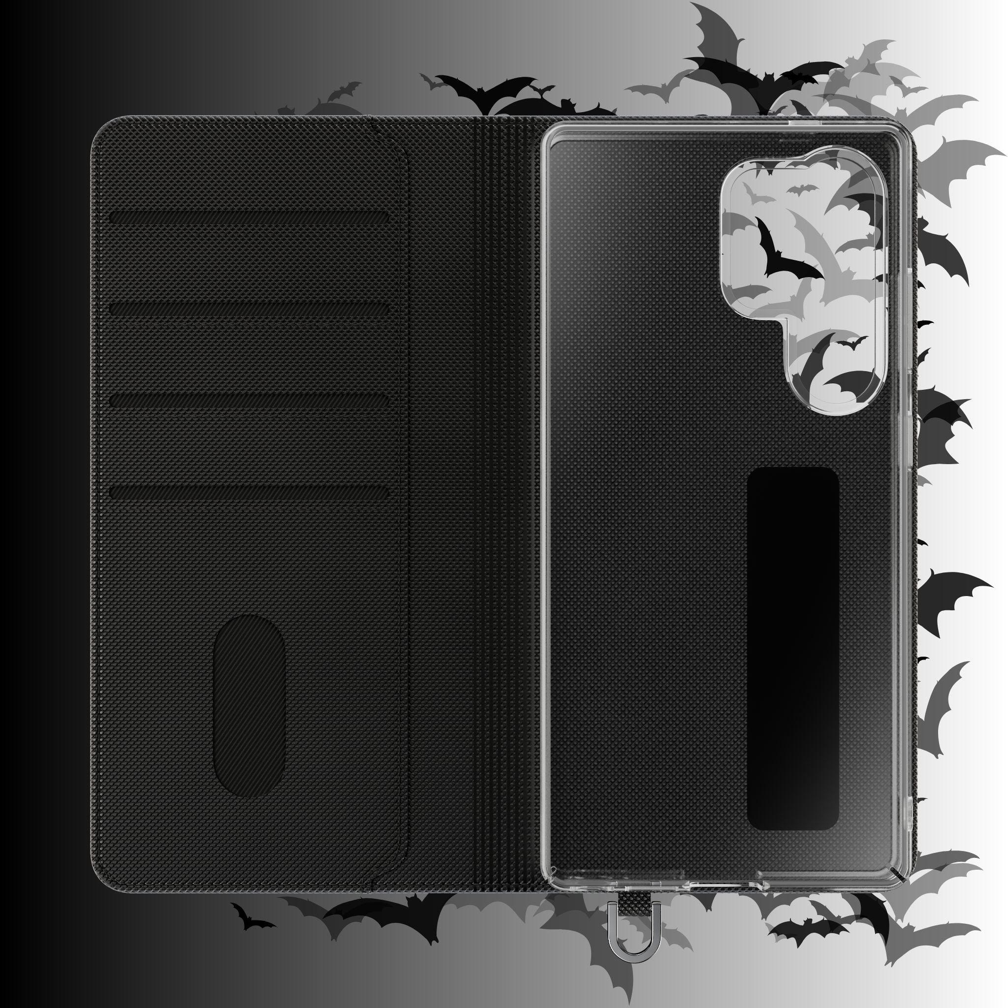 Gothic Bat Wallet Flip Case - Elegant Goth Phone Wallet - Bat Pattern Flip Case - Gothic Phone Case - Stylish Wallet Phone Case