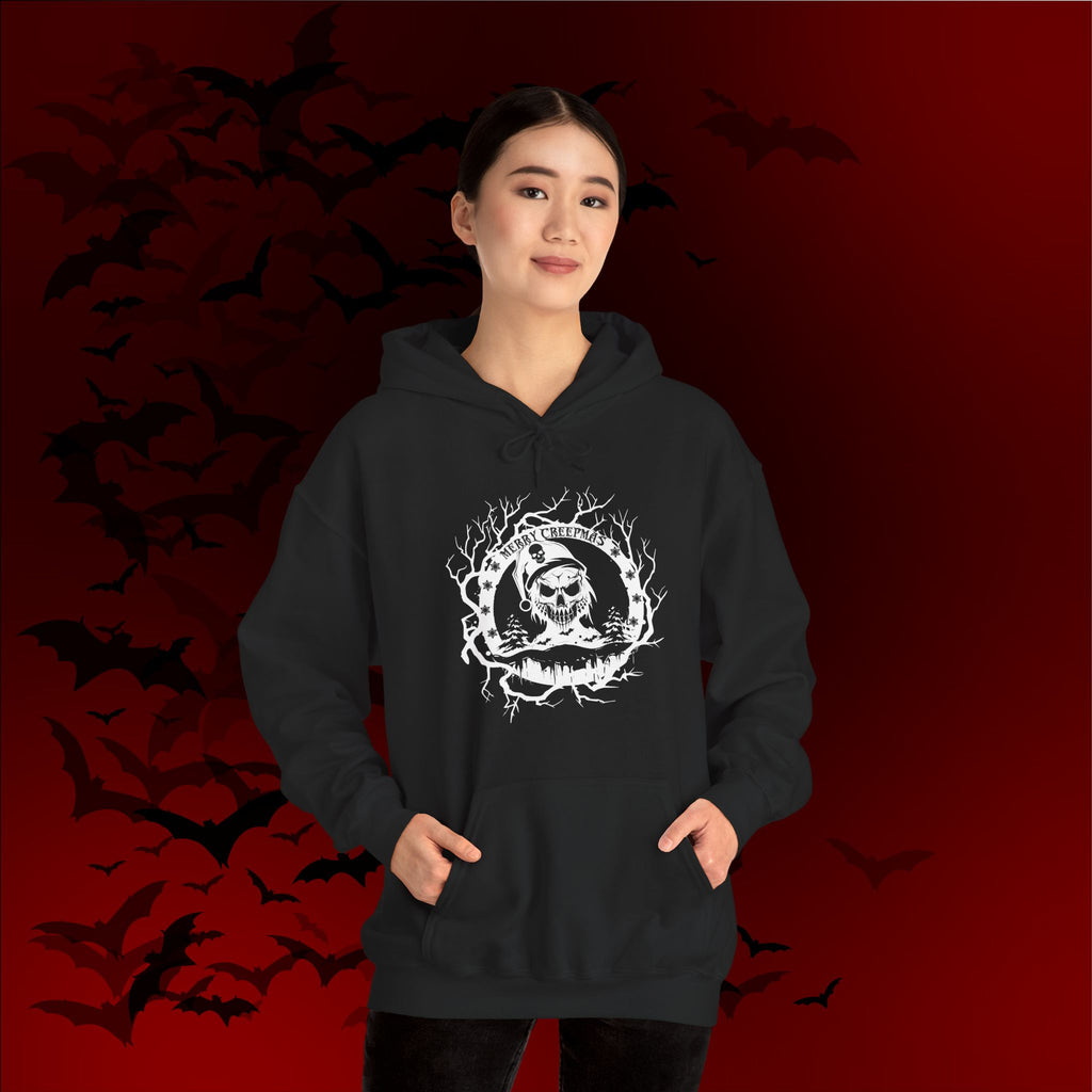 Merry Creepmas Hoodie — Gothic Christmas Skull Santa Pullover
