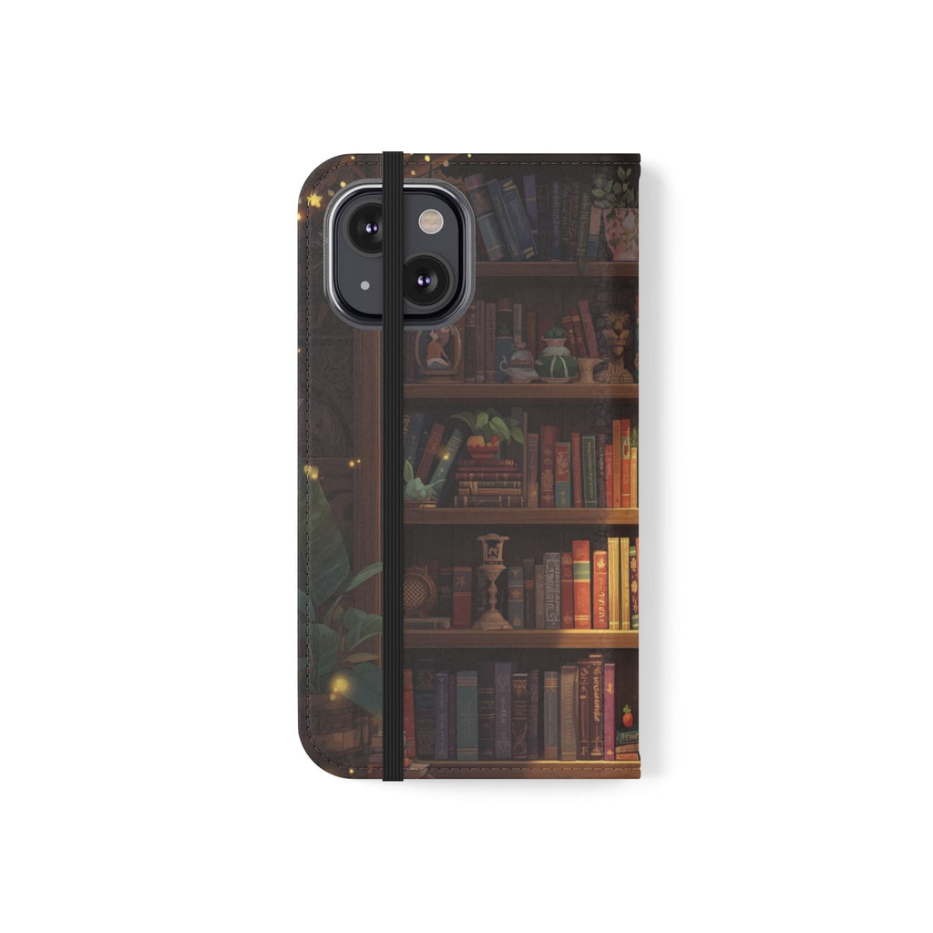 Whimsigoth Bookcase Wallet Flip Case - Romantasy Reader Phone Wallet - Book Pattern Flip Case - Bookish Phone Case