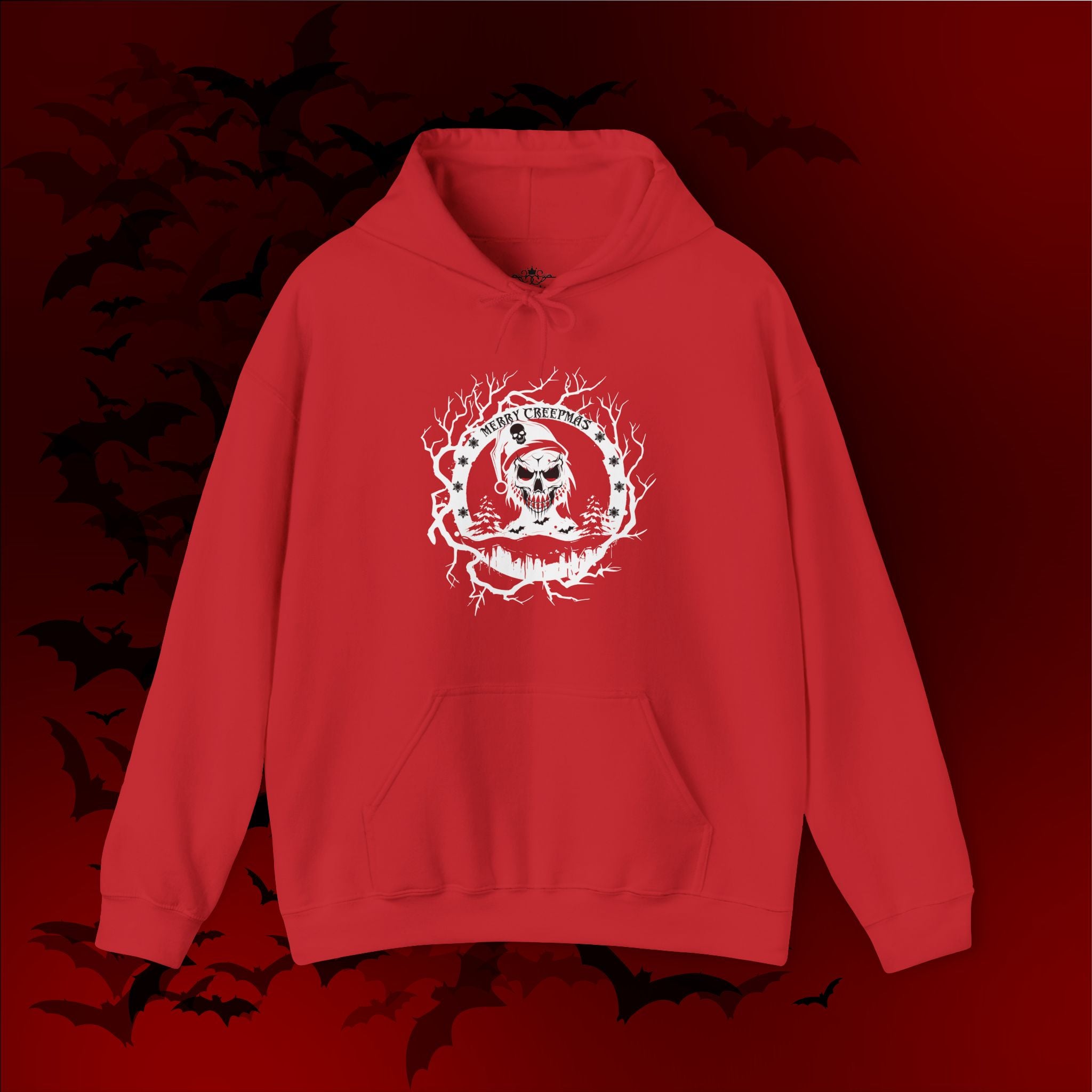 Merry Creepmas Hoodie — Gothic Christmas Skull Santa Pullover