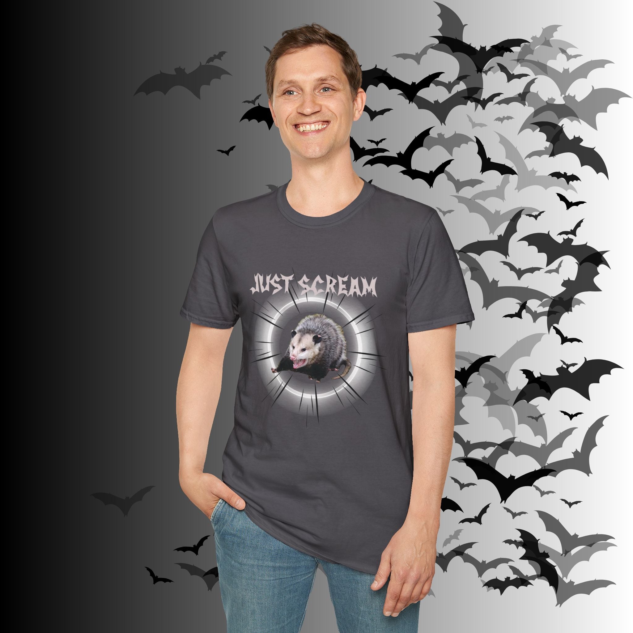 "Just Scream" Possum T-Shirt — Edgy Humor Gothic Tee