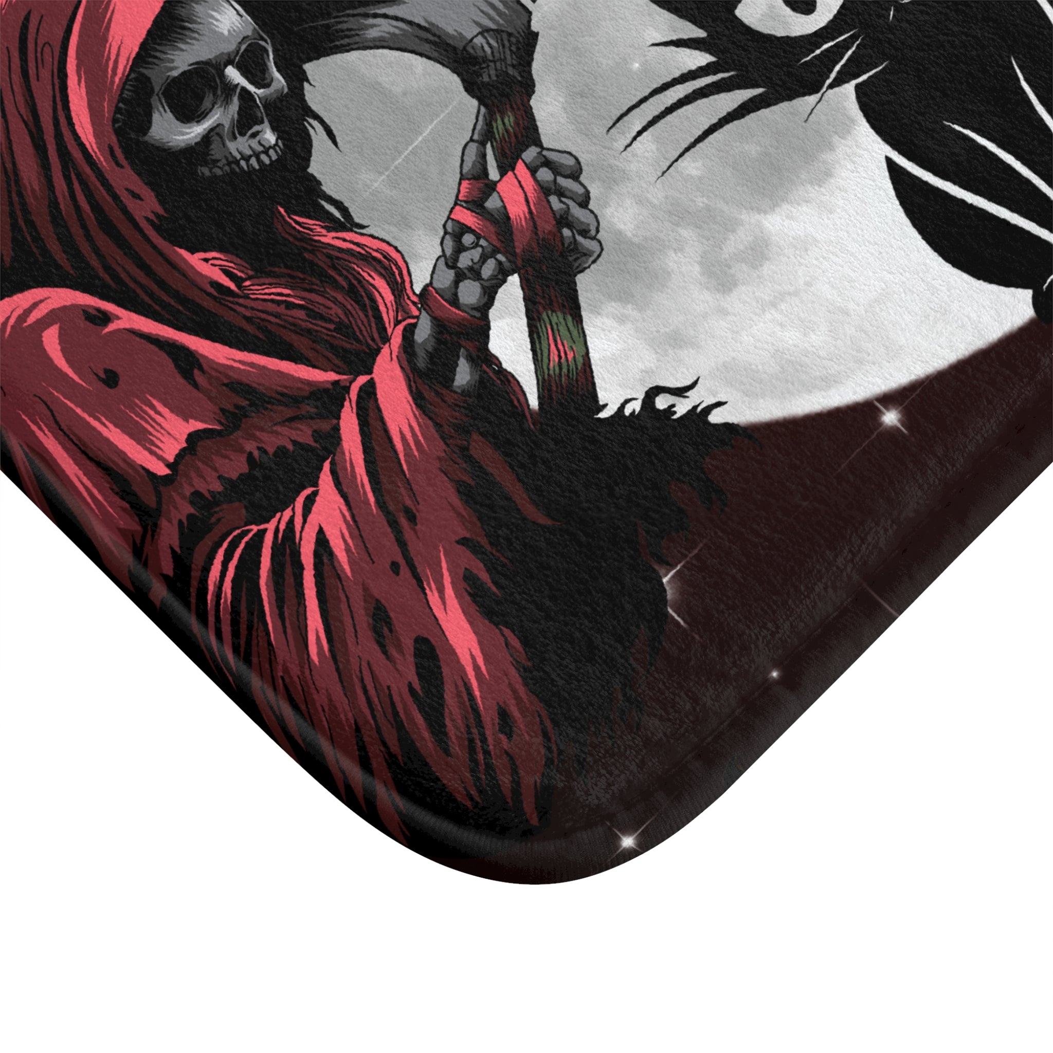 Gothic Grim Reaper Cat Bath Mat — Full Moon Bathroom Decor