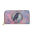 Pastel Goth Raven & Skull Wallet | Gothic Rose Faux Leather Zipper Clutch