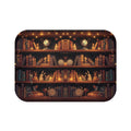 Whimsical Rabbit Bookcase Bath Mat — Cozy Fantasy Book Lover Bathroom Decor