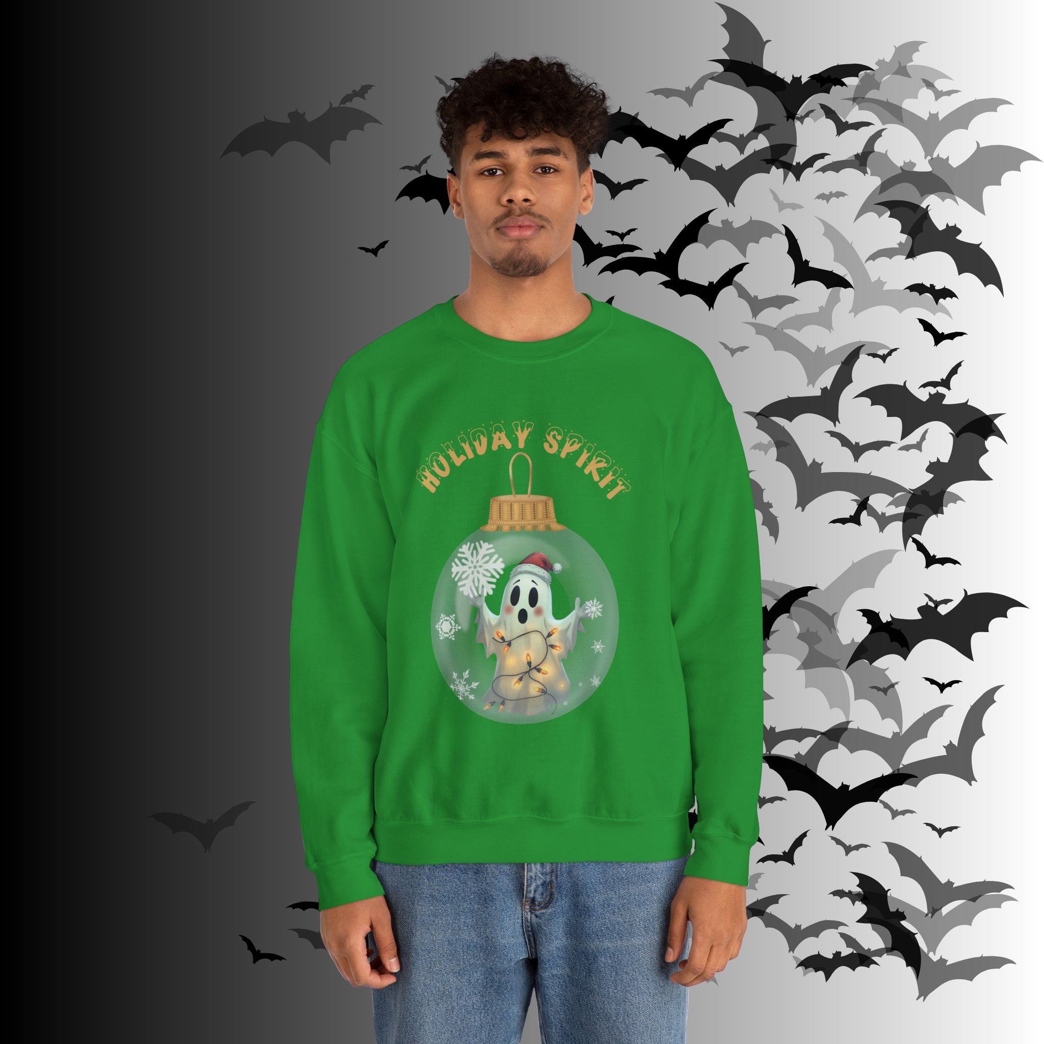 Holiday Spirit Crewneck Sweatshirt — Ghost Christmas Ornament Gothmas