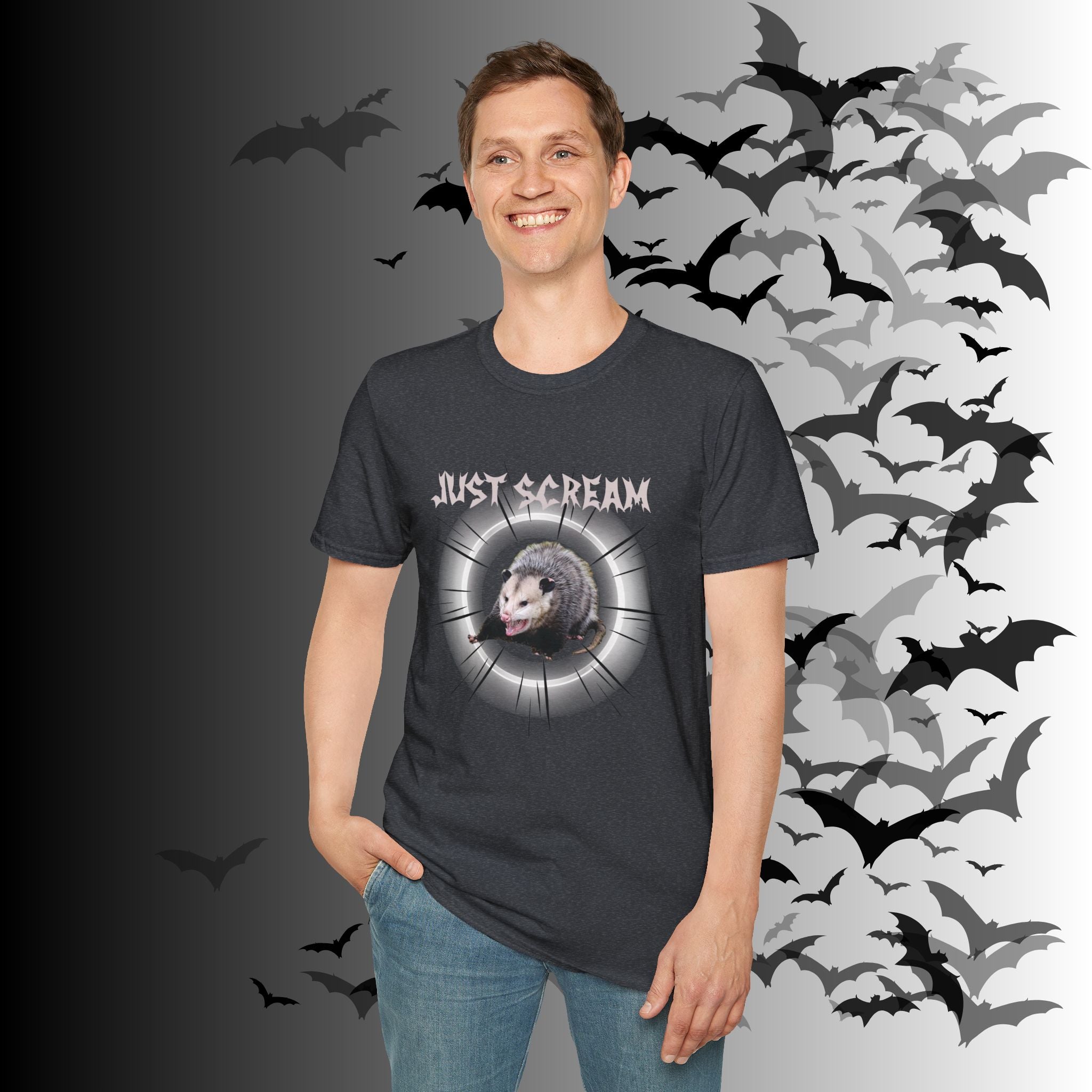 "Just Scream" Possum T-Shirt — Edgy Humor Gothic Tee