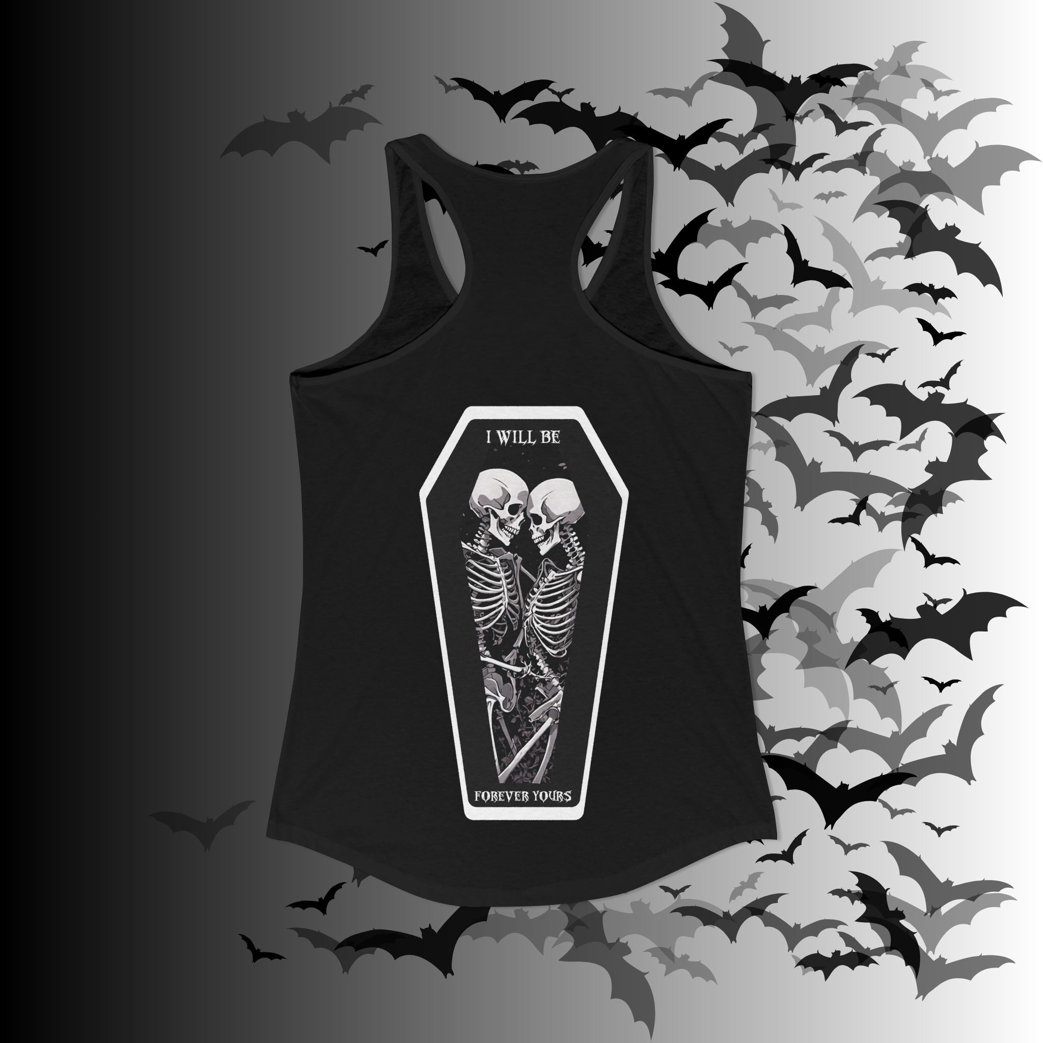 Gothic Skeleton Heart "Forever Yours" Racerback Tank Top — Dark Romance Front & Back