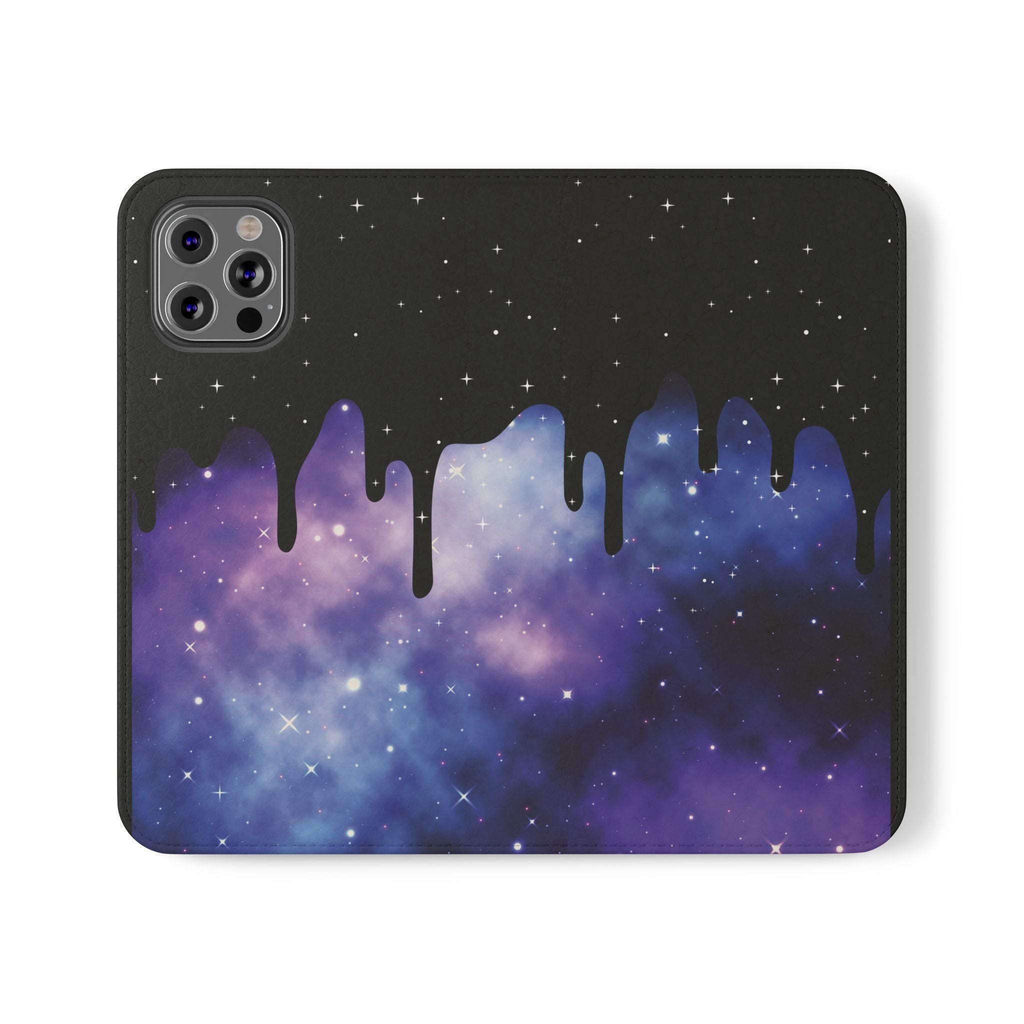 Pastel Goth Drippy Galaxy Flip Wallet Phone Case - Wallet Case for Samsung and iPhone - Gothic Style Wallet Phone Cases