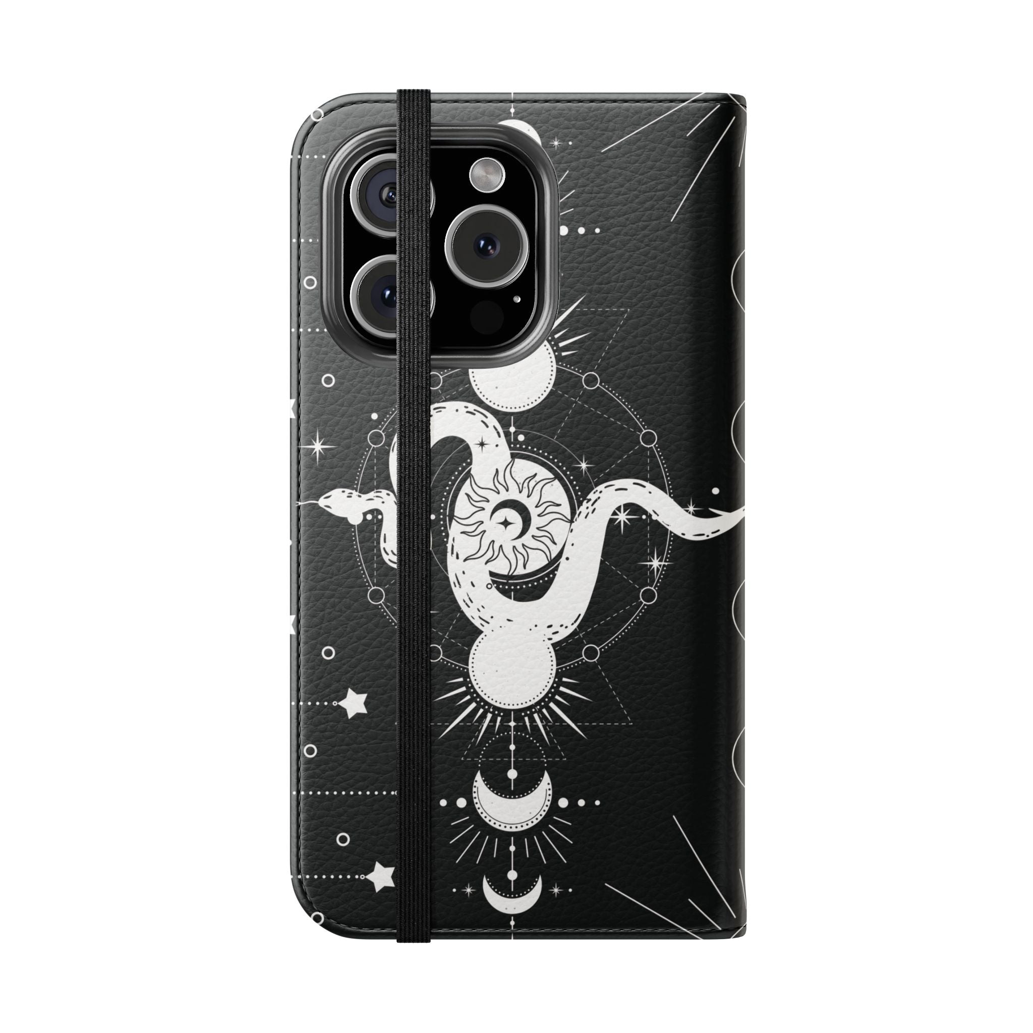 Gothic Style Celestial Snake Moon Phases Wallet Flip PhoneCase - Celestial Style Phone Case for iPhone and Samsung - Moon Phases Wallet Case