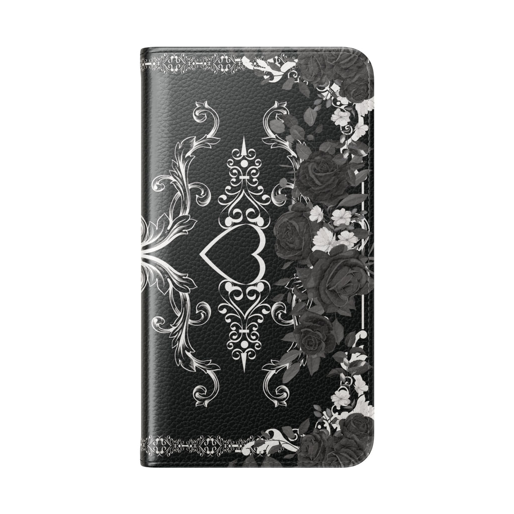 Romantic Goth Wallet Flip Case - Goth Botanical Phone Case