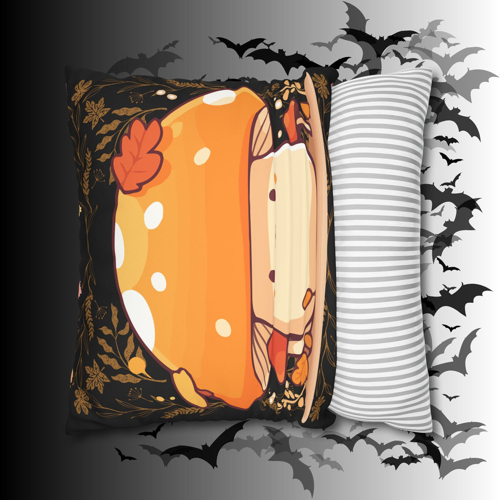 Dark Cottagecore Mushroom Throw Pillow — Forest Witch Kawaii Home Decor