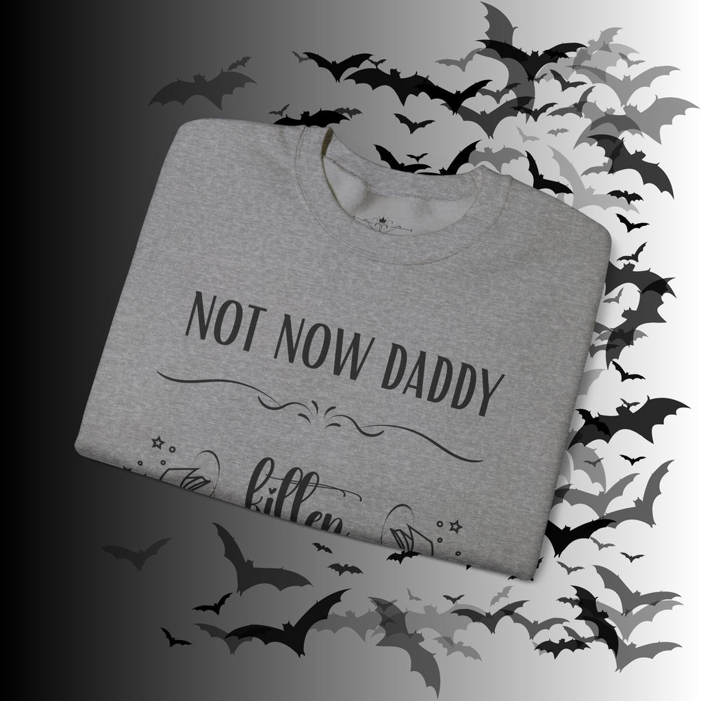 Not Now Daddy Kitten Is Reading Crewneck Sweatshirt — Funny Book Lover
