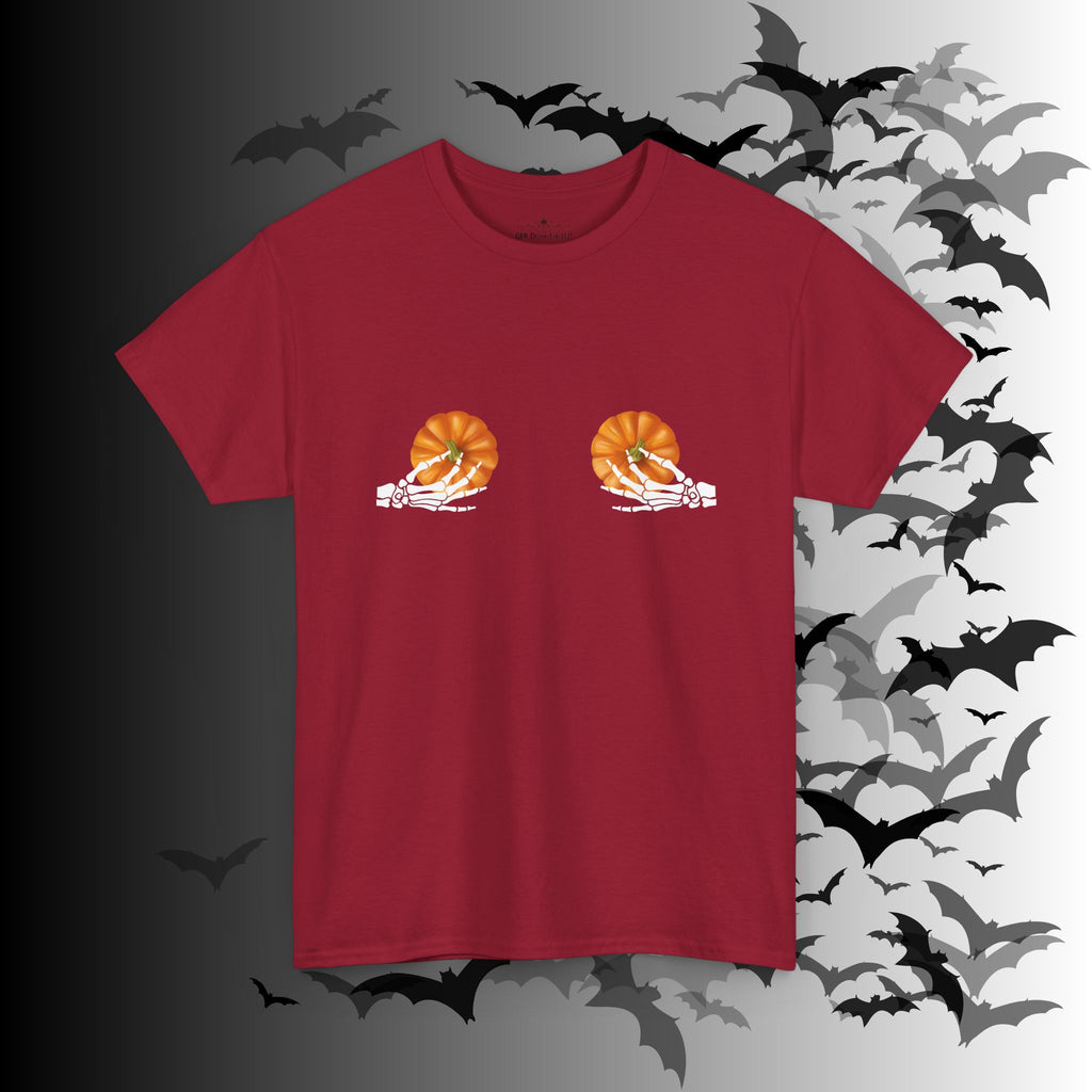 Skeleton Hands Pumpkin Halloween T-Shirt — Funny Spooky Season Tee
