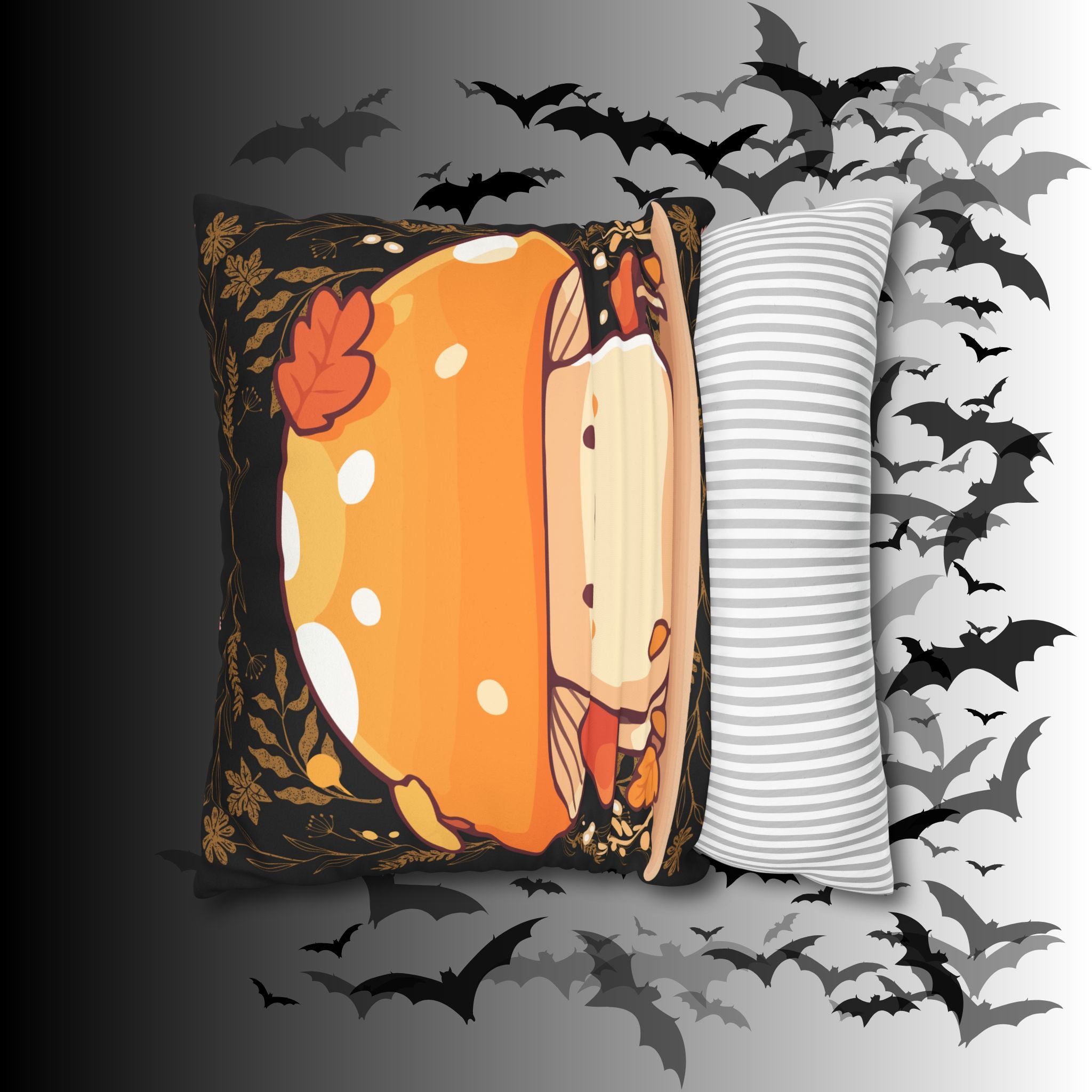 Dark Cottagecore Mushroom Throw Pillow — Forest Witch Kawaii Home Decor