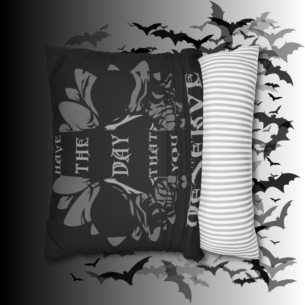 Gothic Floral Skull Throw Pillow — Dark Botanical Moody Home Decor