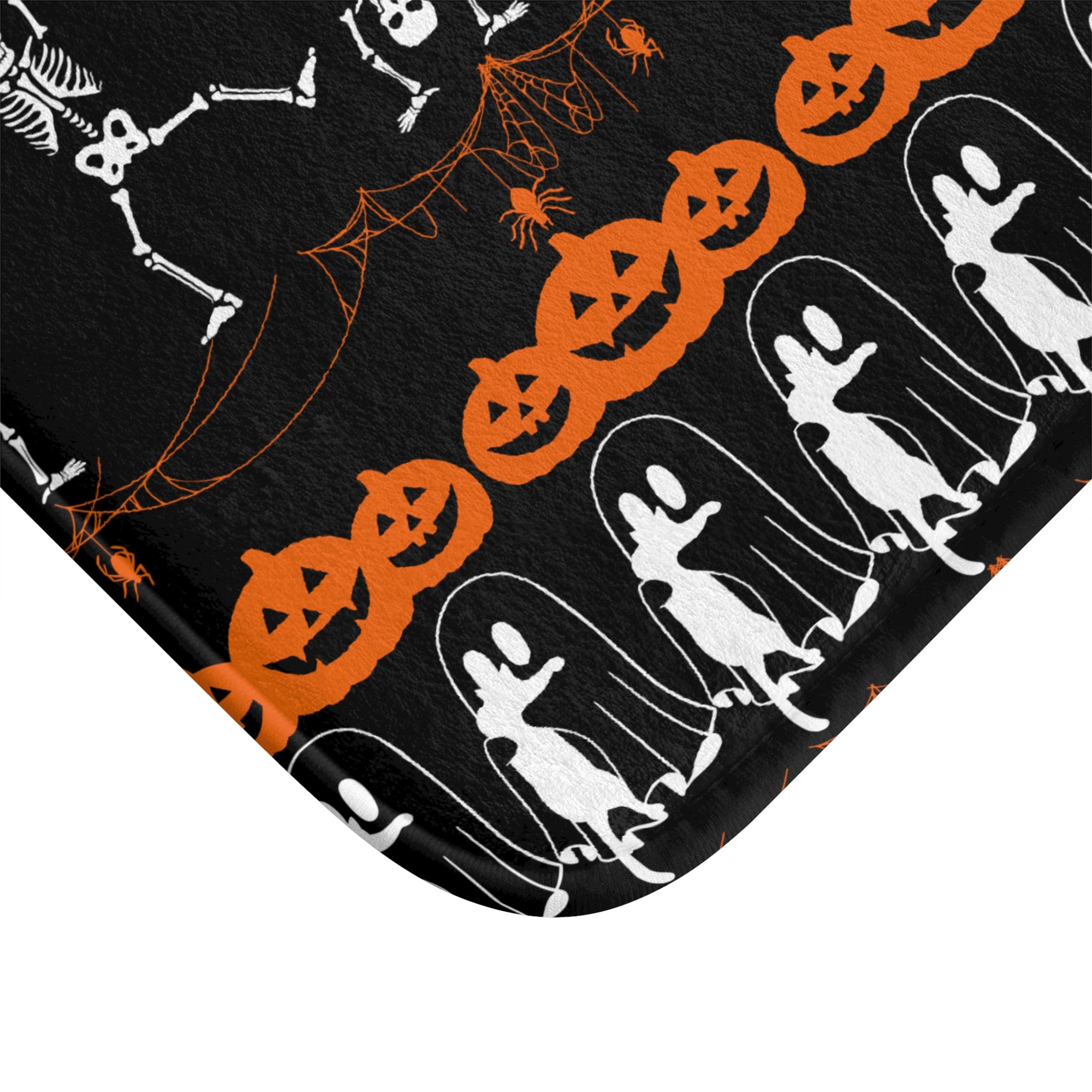 Halloween Pattern Bath Mat — Spooky Season Bathroom Decor