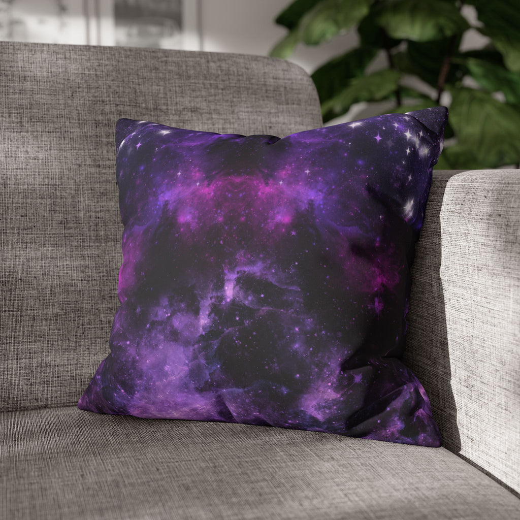 Purple Galaxy Cosmic Throw Pillow — Dark Celestial Witchy Home Decor