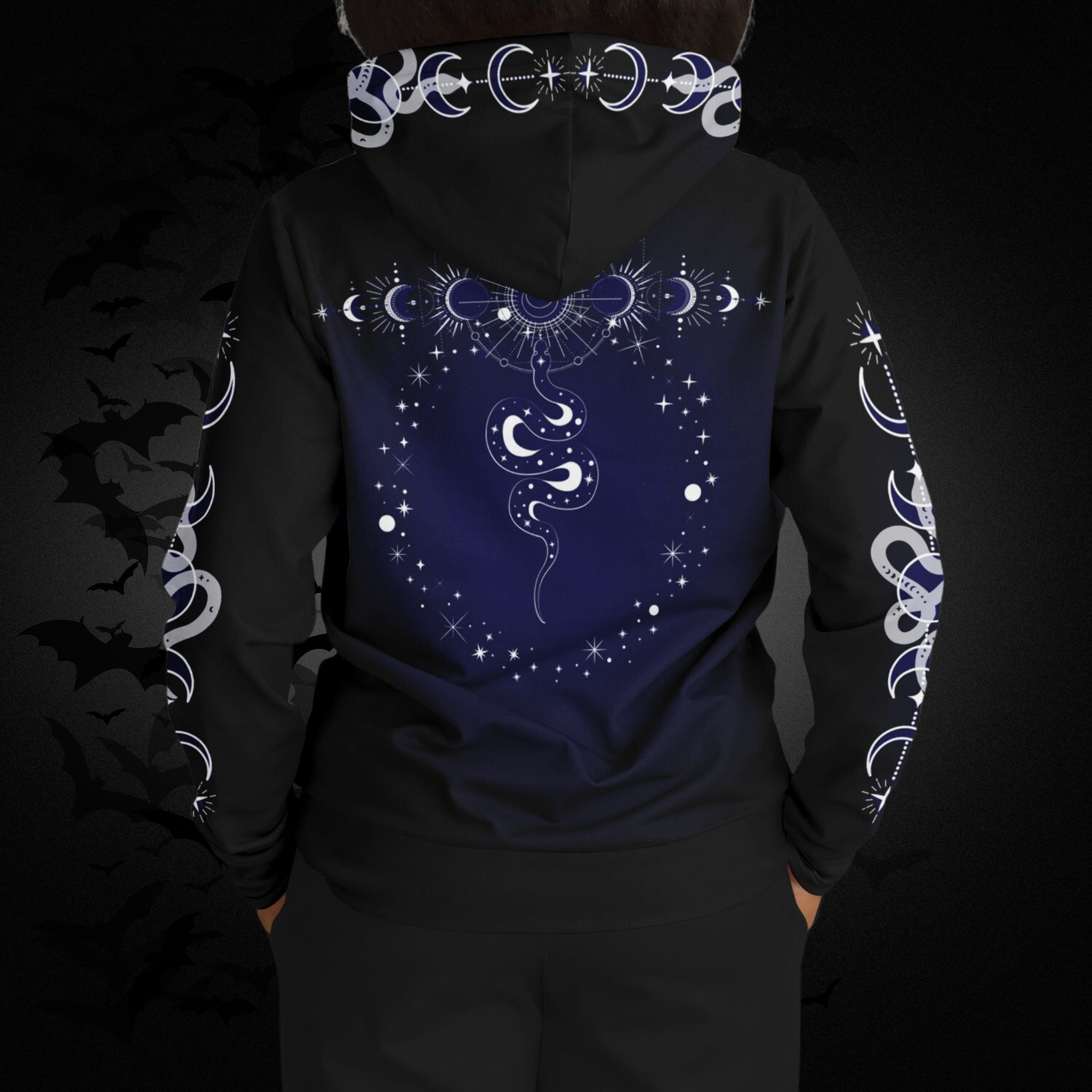 Celestial Serpent All Over Print Hoodie – Midnight Navy