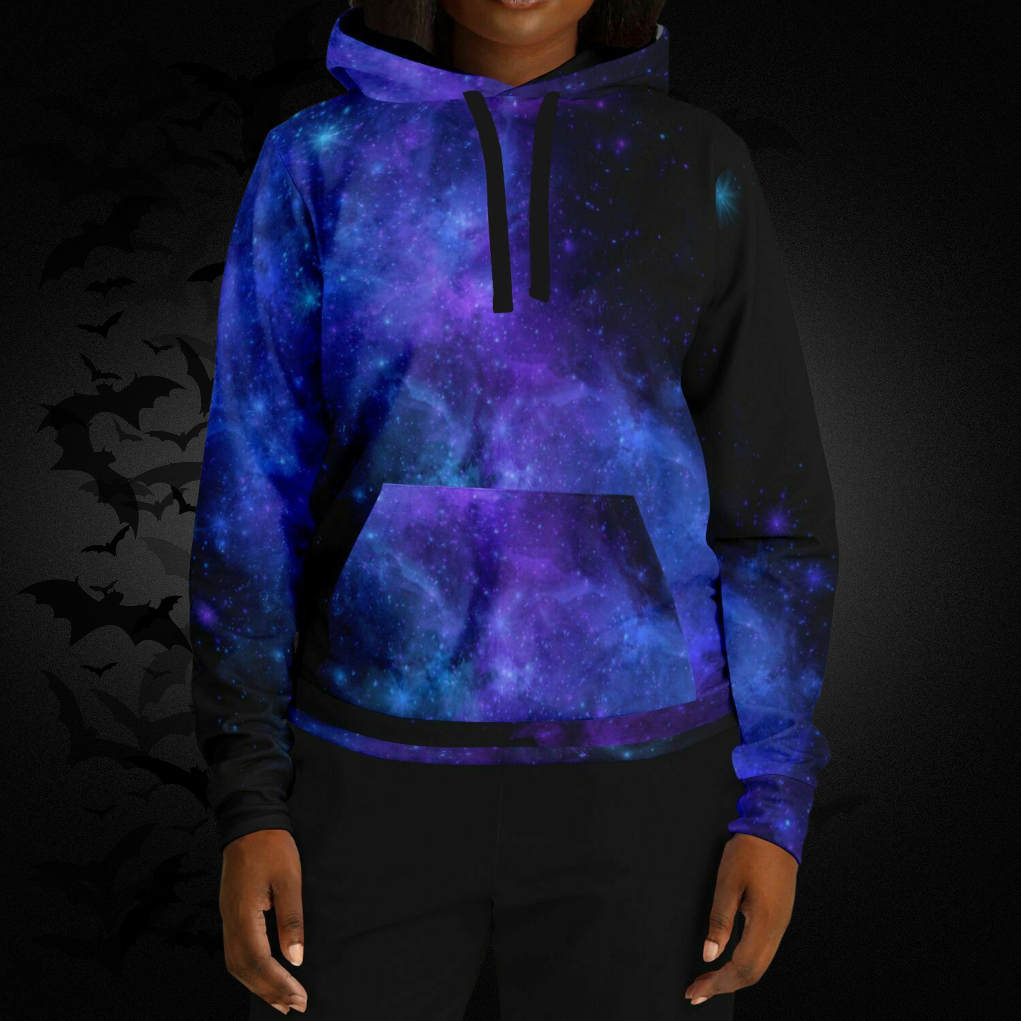 Galaxy Bat Skull All Over Print Hoodie