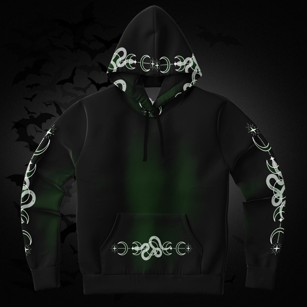 Celestial Serpent All Over Print Hoodie – Forest Green
