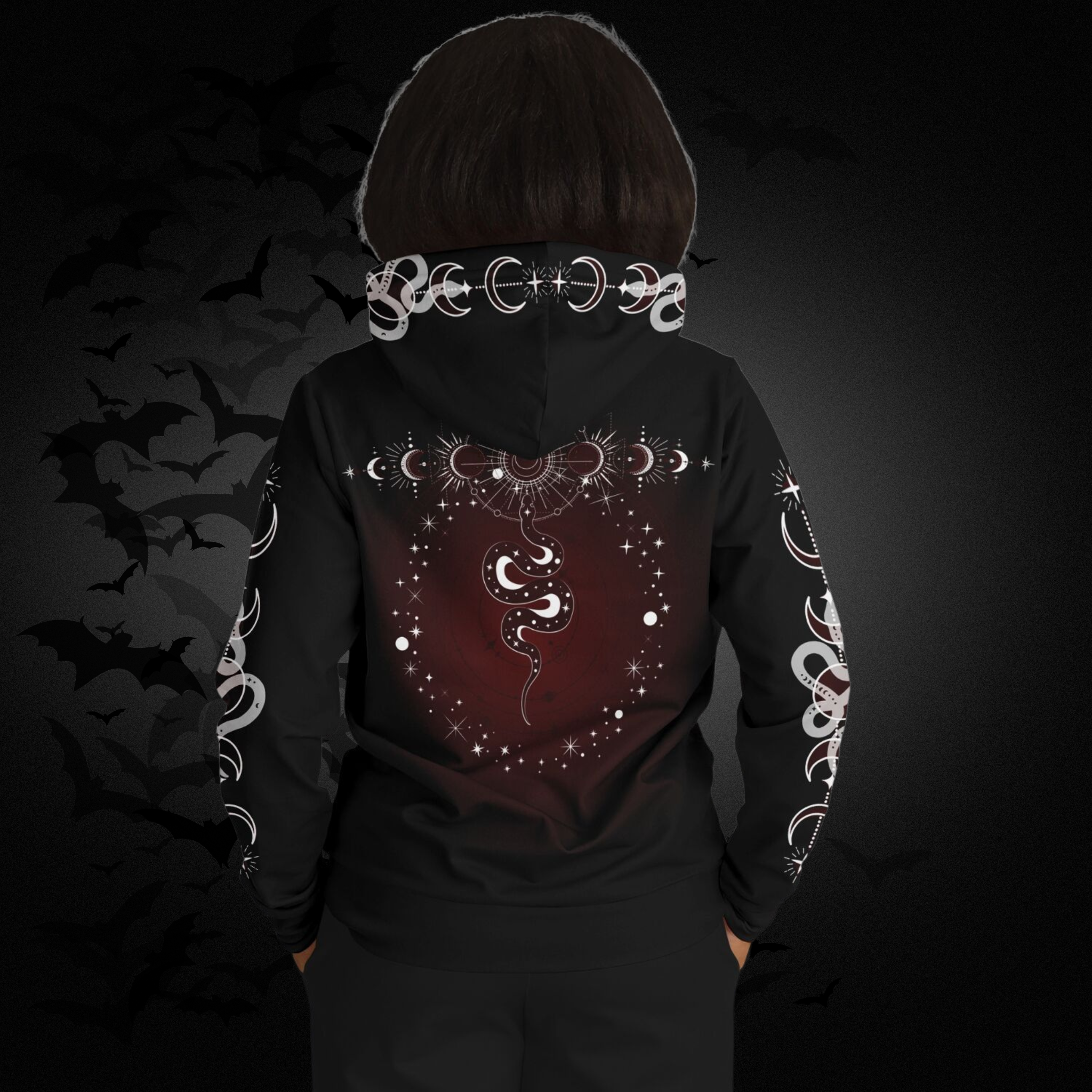 Celestial Serpent All Over Print Hoodie – Crimson