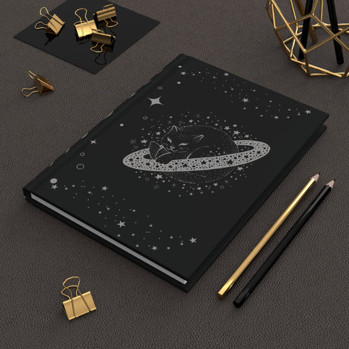 Celestial Galaxy Cat Journal — Dark Witchy Hardcover Spell Book