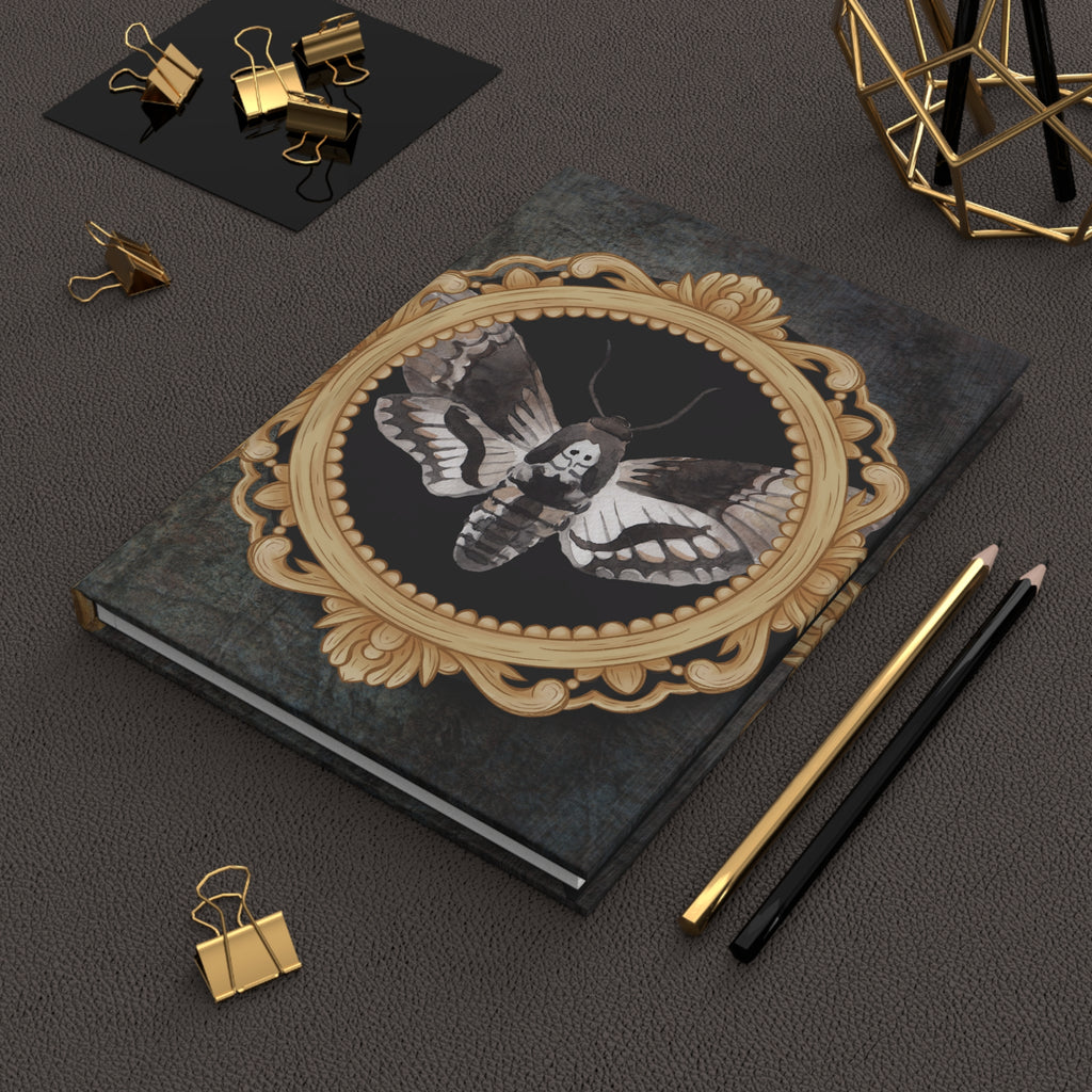 Gothic Death's Head Moth Journal — Gold Cameo Hardcover Spell Book