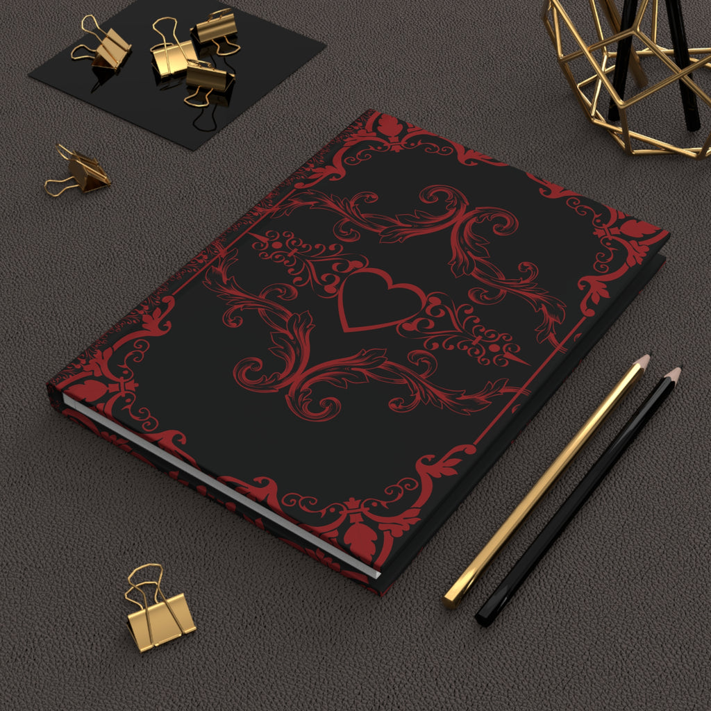 Gothic Dark Romance Journal — Red & Black Victorian Heart Hardcover