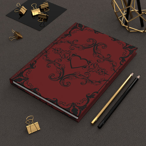 Crimson Gothic Dark Romance Journal — Red & Black Victorian Heart Hardcover