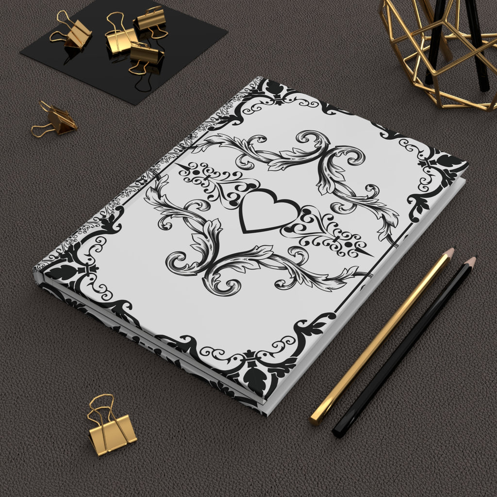 Gothic Dark Romance Journal — Victorian Scrollwork Hardcover in Black & White