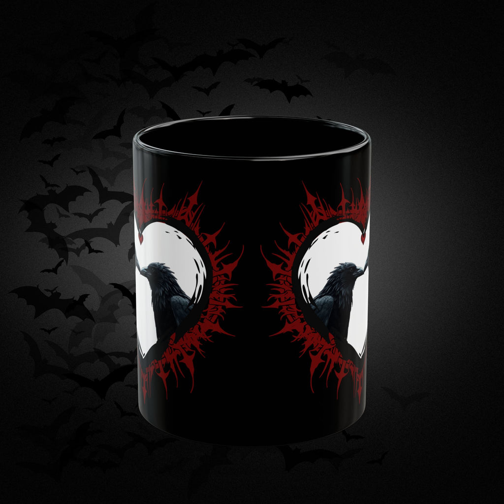 Raven Heart Gothic Coffee Mug — Dark Romance Corvid Design