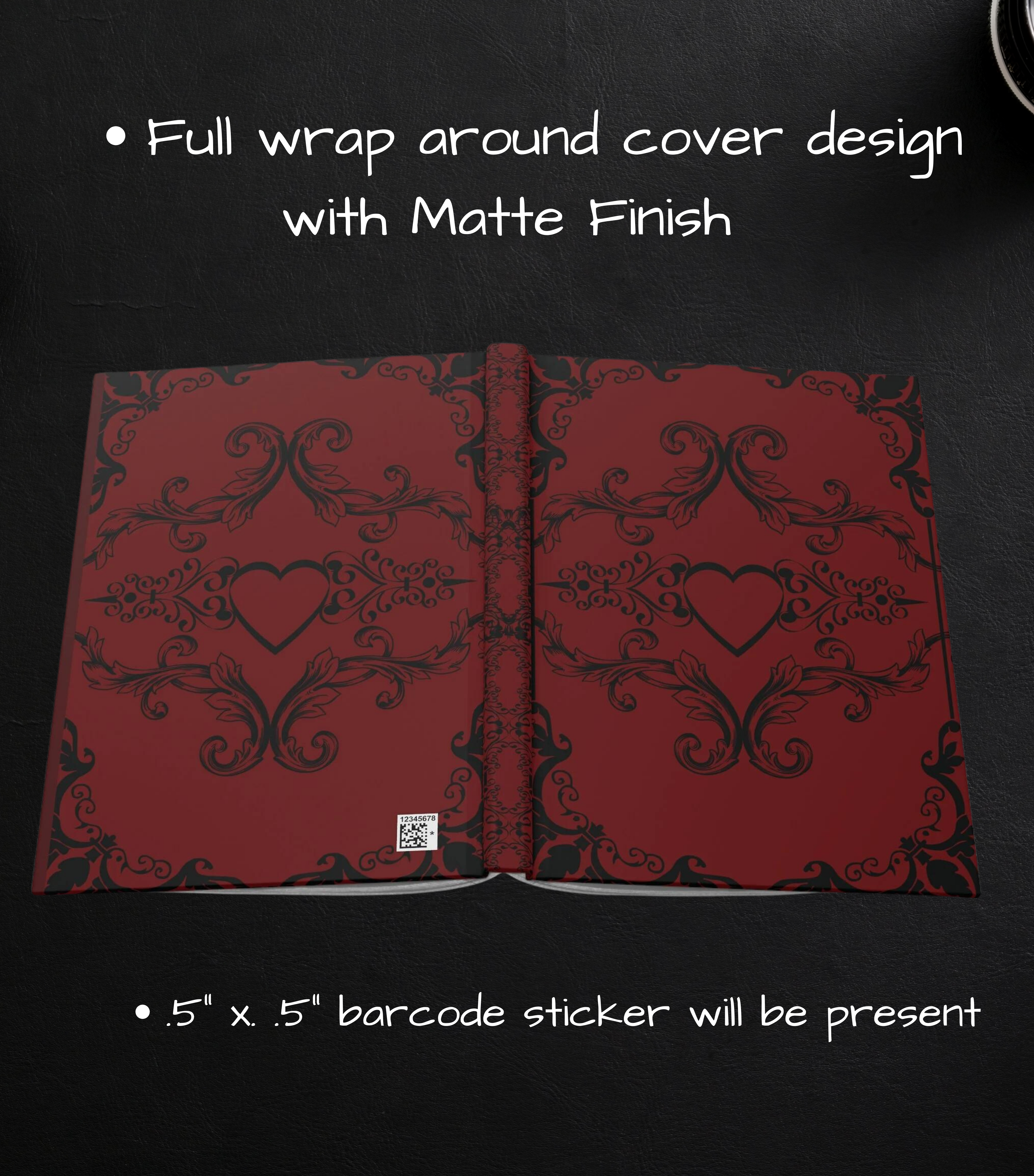 Crimson Gothic Dark Romance Journal — Red & Black Victorian Heart Hardcover