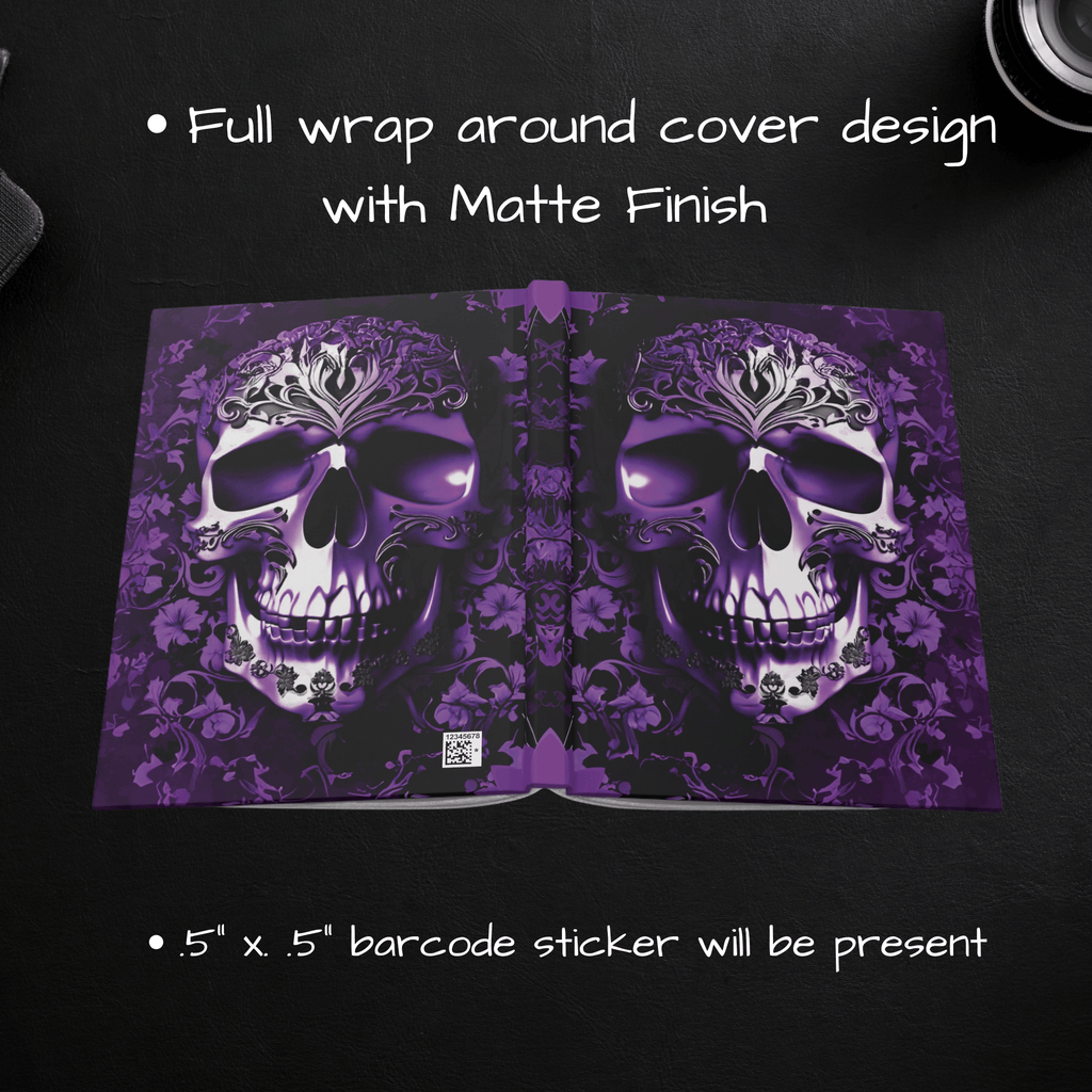 Gothic Purple Skull Journal — Dark Floral Baroque Hardcover Spell Book