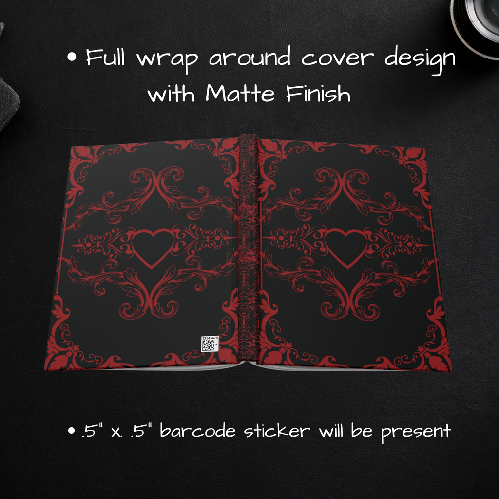Gothic Dark Romance Journal — Red & Black Victorian Heart Hardcover