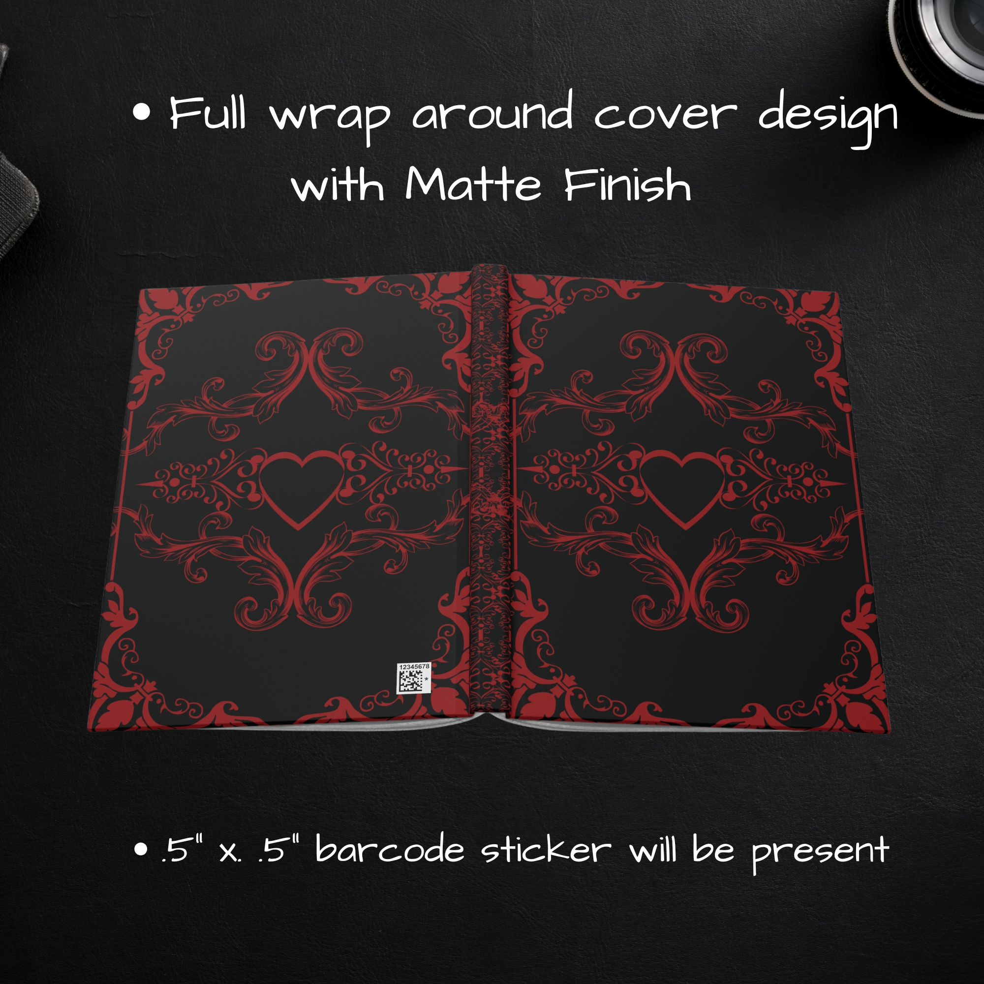 Gothic Dark Romance Journal — Red & Black Victorian Heart Hardcover