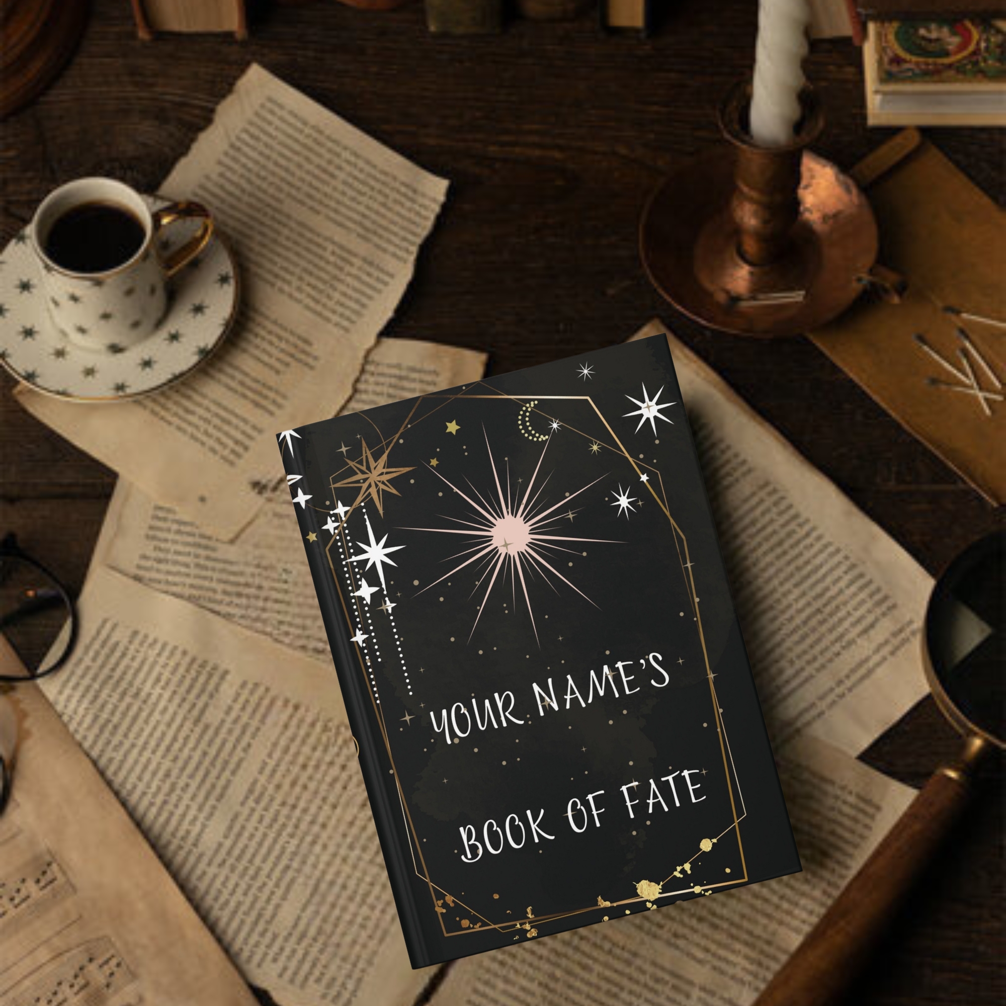 Personalized Book of Fate Journal — Celestial Tarot Hardcover Spell Book