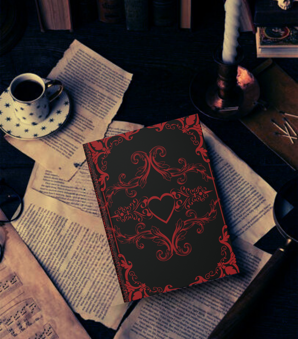 Gothic Dark Romance Journal — Red & Black Victorian Heart Hardcover