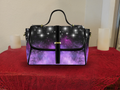 Purple galaxy nebula star burst waterproof canvas crossbody satchel purse black purple ombre