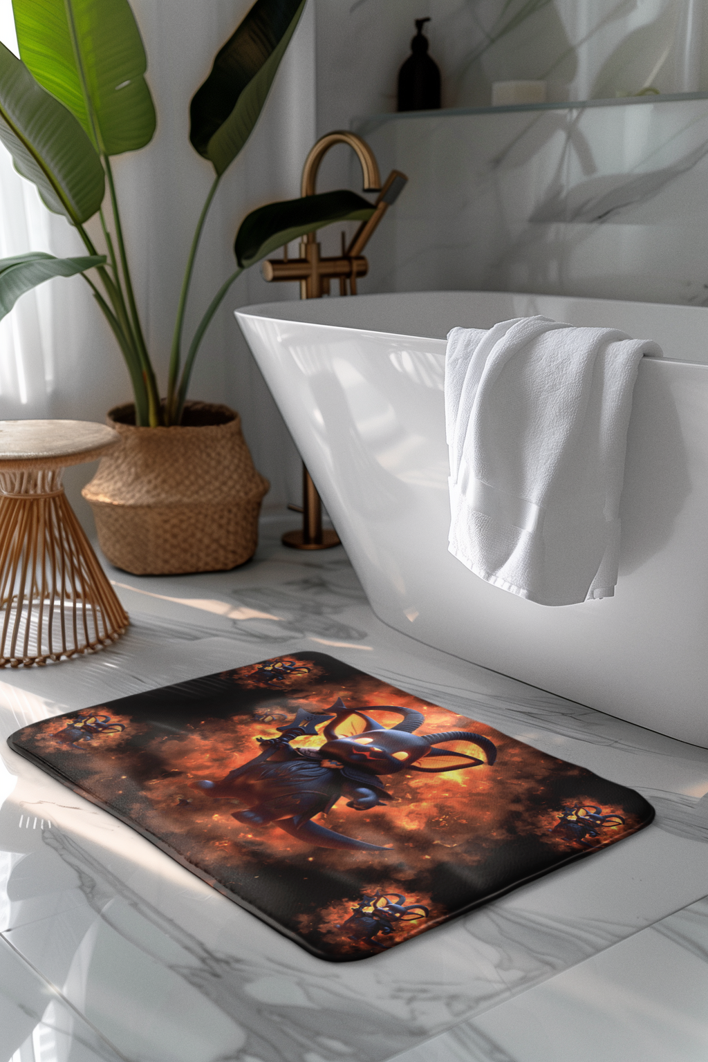 Whimsigoth Kawaii Baphomet Shower Curtain — Gothic Bathroom Decor