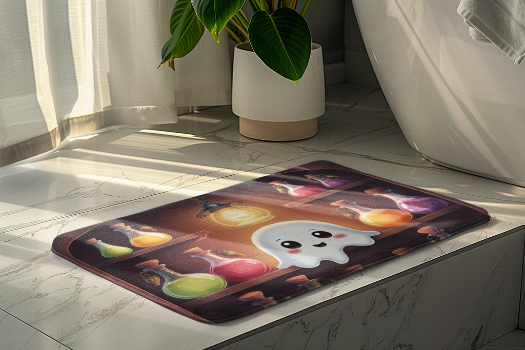 Apothecary Ghost Bath Mat — Whimsigoth Potion Shelf Bathroom Decor