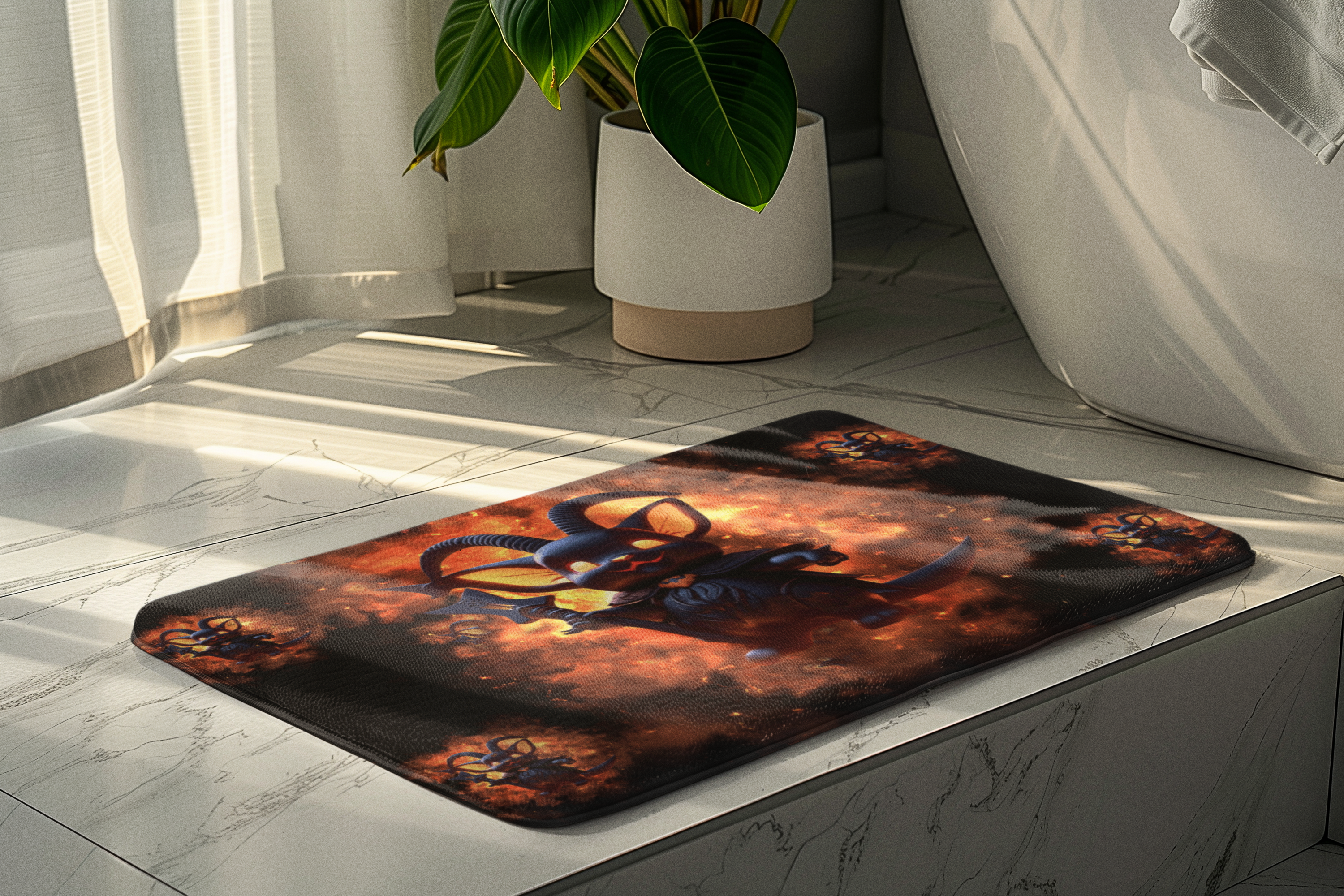 Whimsigoth Kawaii Baphomet Bath Mat — Cute Gothic Bathroom Decor